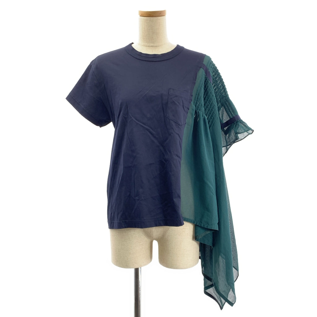 sacai | 全印花拼接不對稱褶襉襯衫 | 1 | 女裝