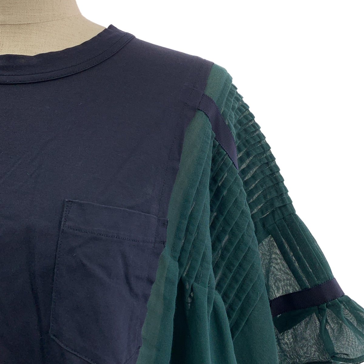sacai / サカイ | 総柄ドッキング アシンメトリー プリーツ ブラウス トップス | 1 | レディース