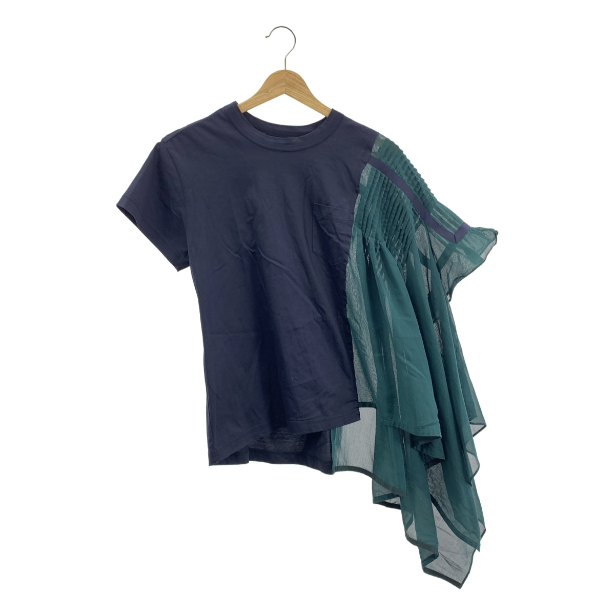 sacai | 全印花拼接不對稱褶襉襯衫 | 1 | 女裝