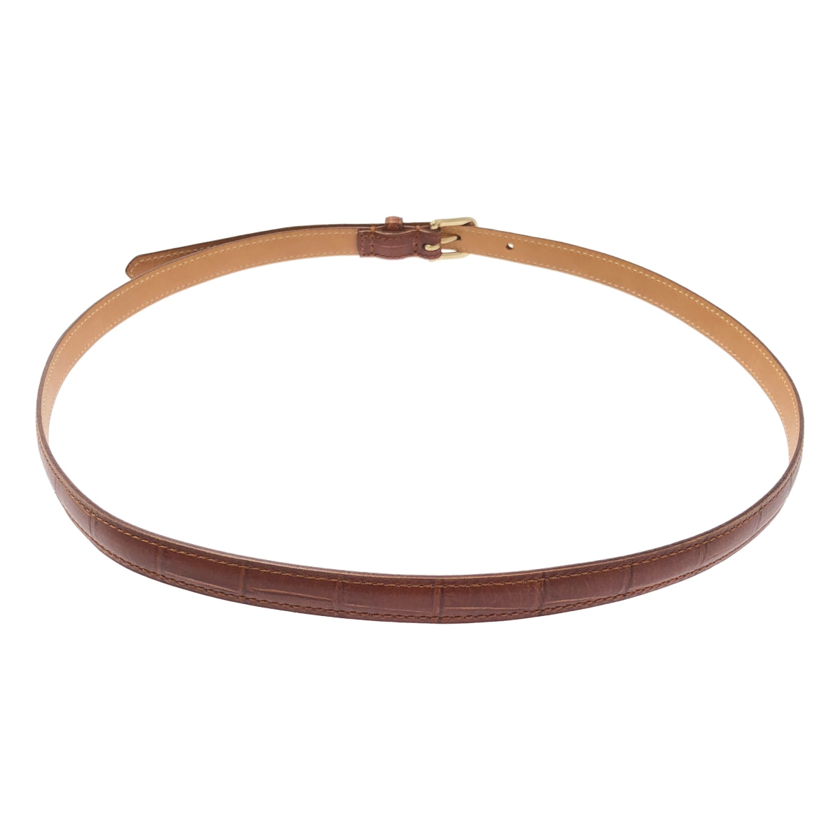 Felisi | 皮革壓花金扣皮帶 | 尺寸 48-90 | 棕色/金色 | 男款