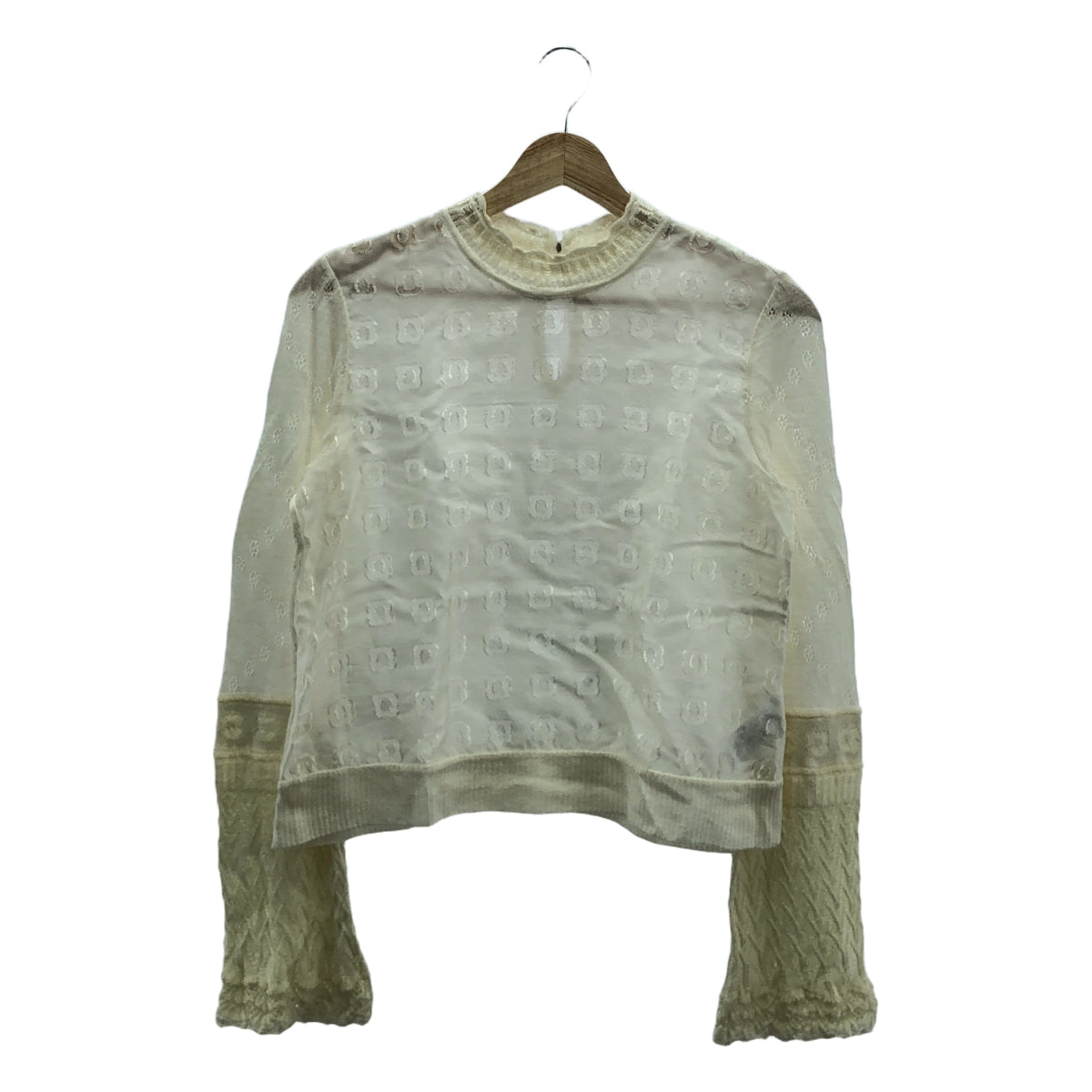 Mame Kurogouchi / マメクロゴウチ | 2020AW | Floral Cut-Jacquard Top With Knitted Sleeve ジャガードトップス | 2 | ホワイト | レディース