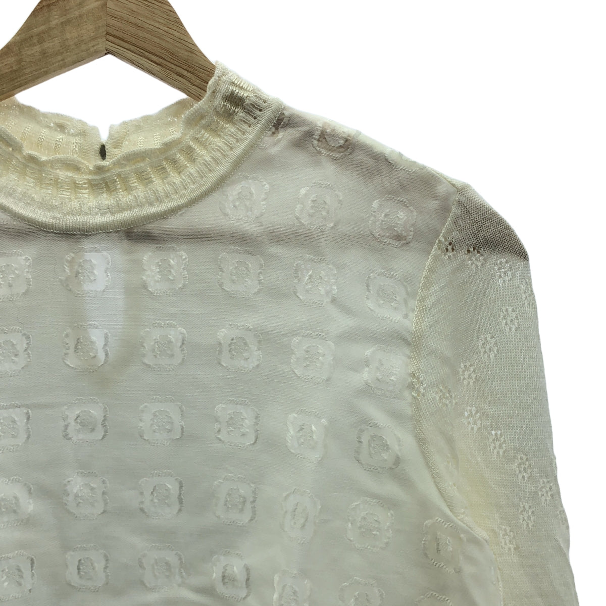 Mame Kurogouchi / マメクロゴウチ | 2020AW | Floral Cut-Jacquard Top With Knitted Sleeve ジャガードトップス | 2 | ホワイト | レディース