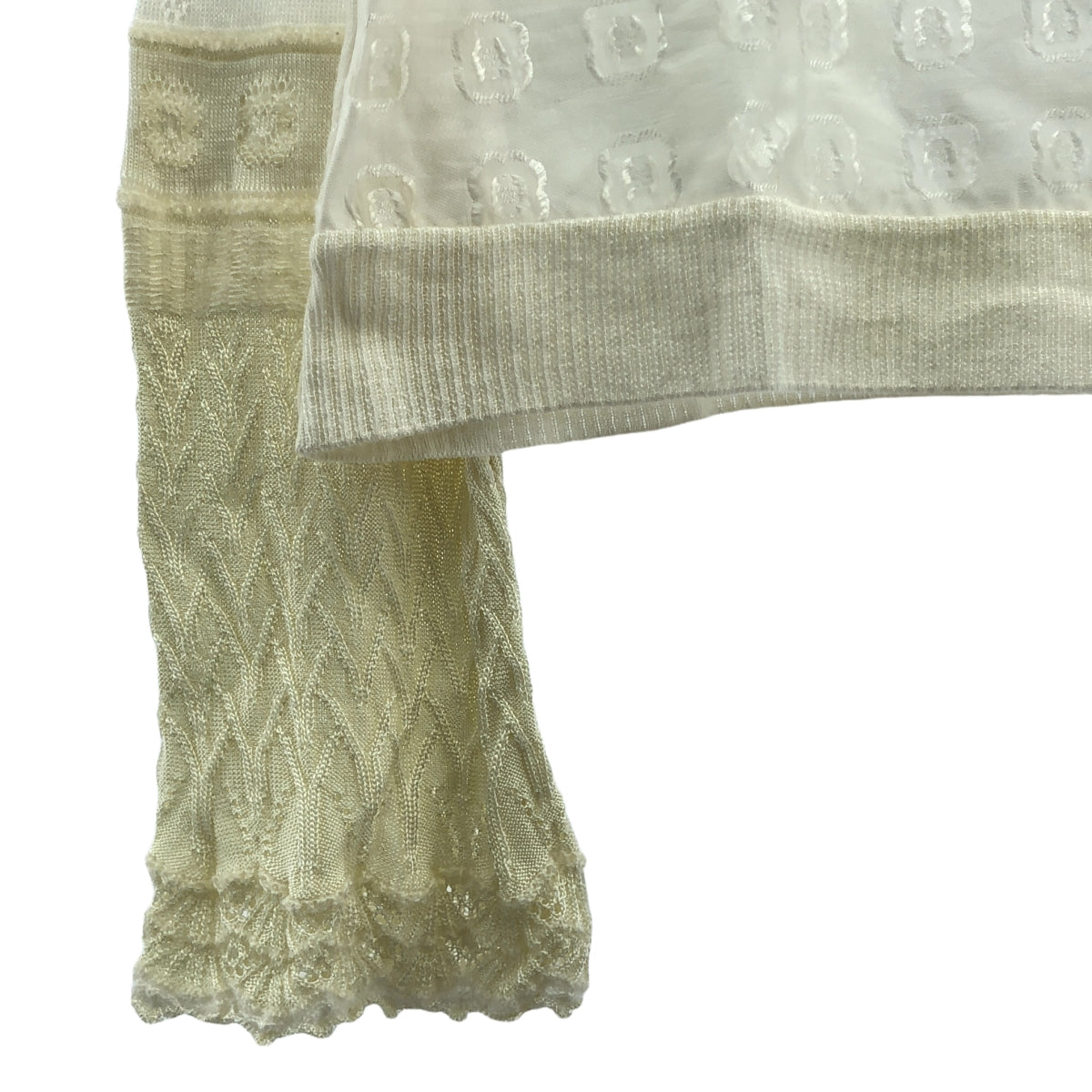 Mame Kurogouchi / マメクロゴウチ | 2020AW | Floral Cut-Jacquard Top With Knitted Sleeve ジャガードトップス | 2 | ホワイト | レディース