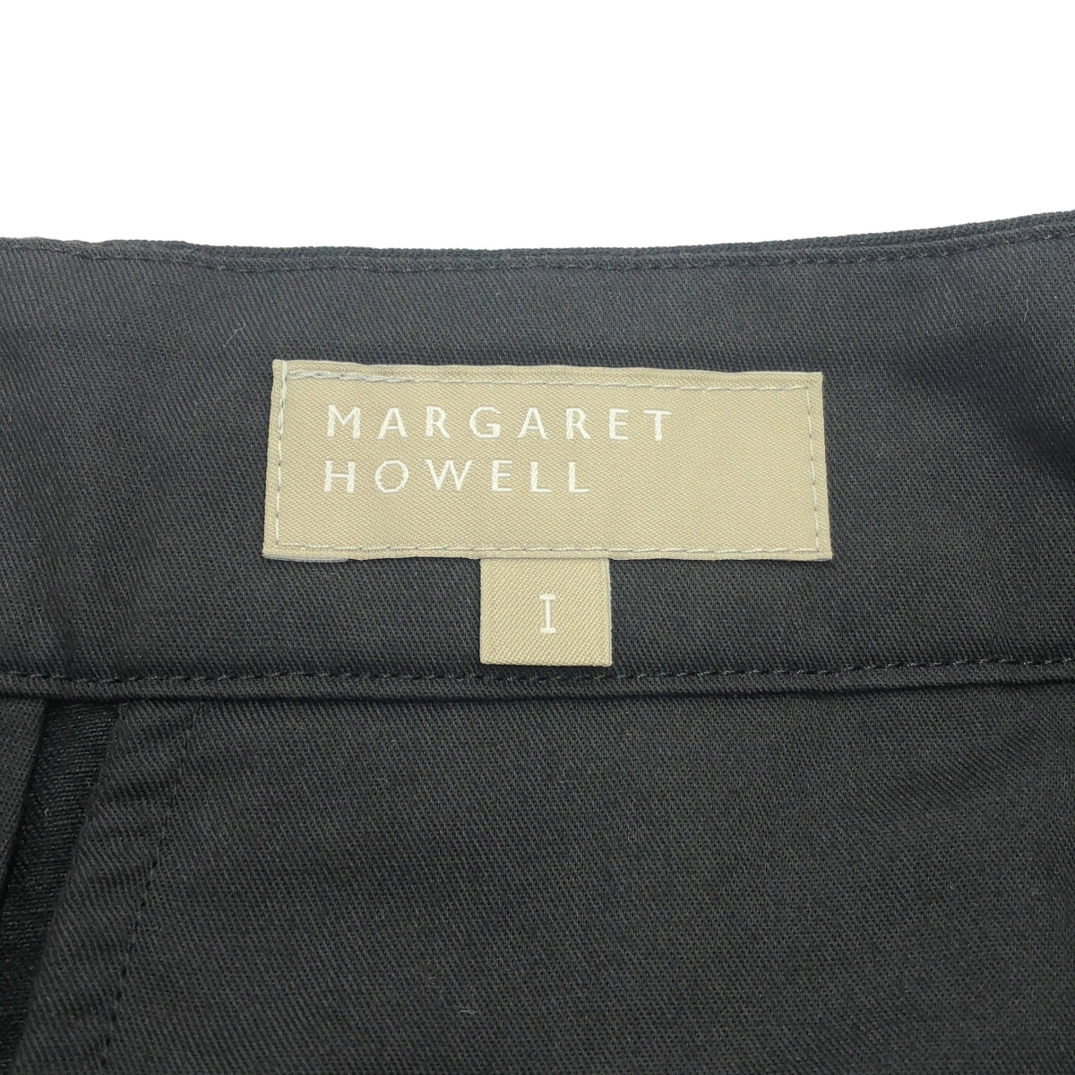MARGARET HOWELL / 마가렛 하웰 | 린넨 코튼 드로우 스트링 스트레이트 팬츠 | 1 | 블랙 | 여성