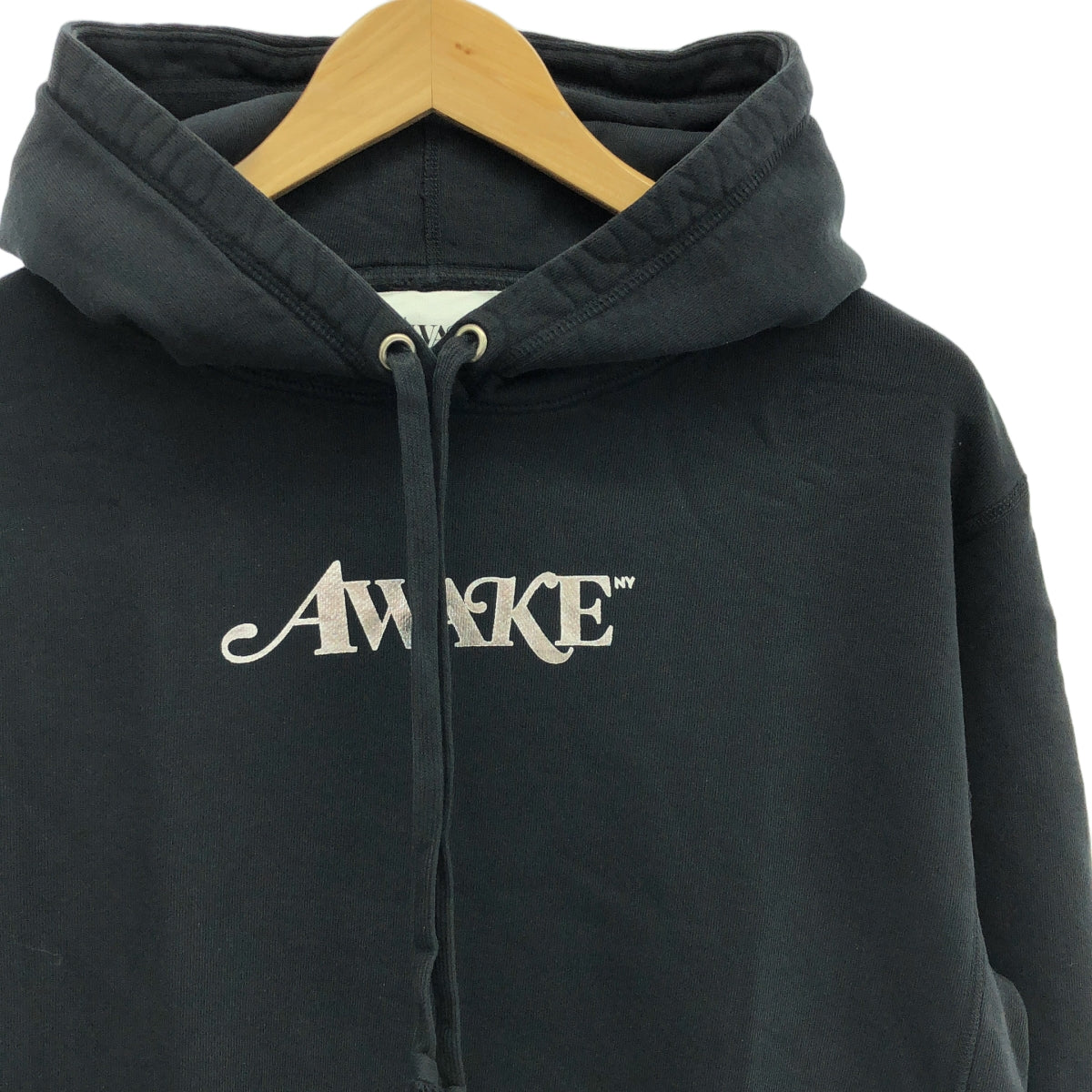【美品】  AWAKE NY / アウェイクニューヨーク | METALLIC FOIL LOGO HOODIE メタリックロゴ スウェットパーカー | M | ブラック | メンズ