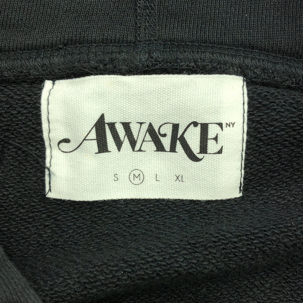 【美品】  AWAKE NY / アウェイクニューヨーク | METALLIC FOIL LOGO HOODIE メタリックロゴ スウェットパーカー | M | ブラック | メンズ