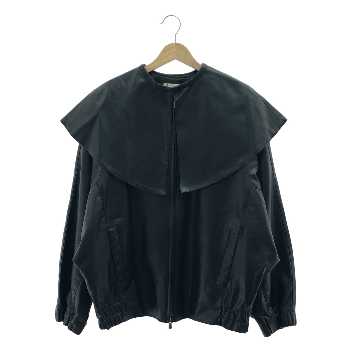 【新品】  LOHEN / ローヘン | ビックカラー 2way エコレザー ブルゾン | F | ブラック | レディース