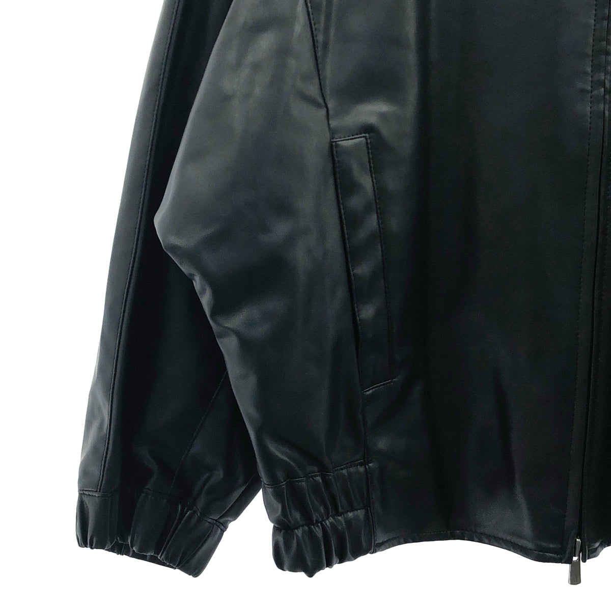 【新品】  LOHEN / ローヘン | ビックカラー 2way エコレザー ブルゾン | F | ブラック | レディース