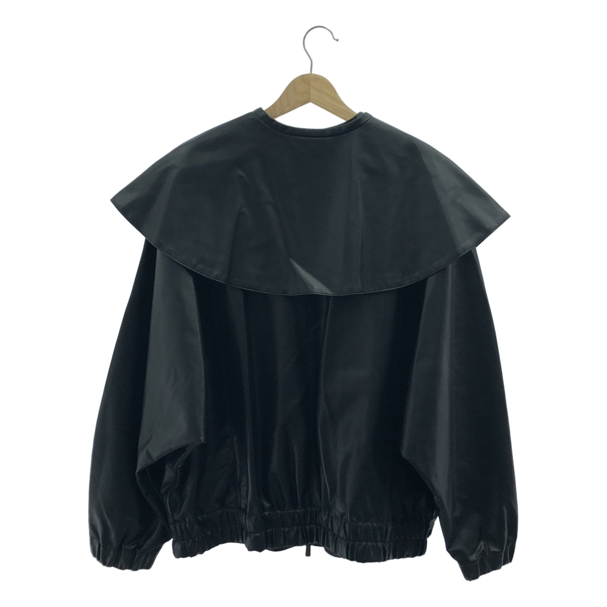 【新品】  LOHEN / ローヘン | ビックカラー 2way エコレザー ブルゾン | F | ブラック | レディース