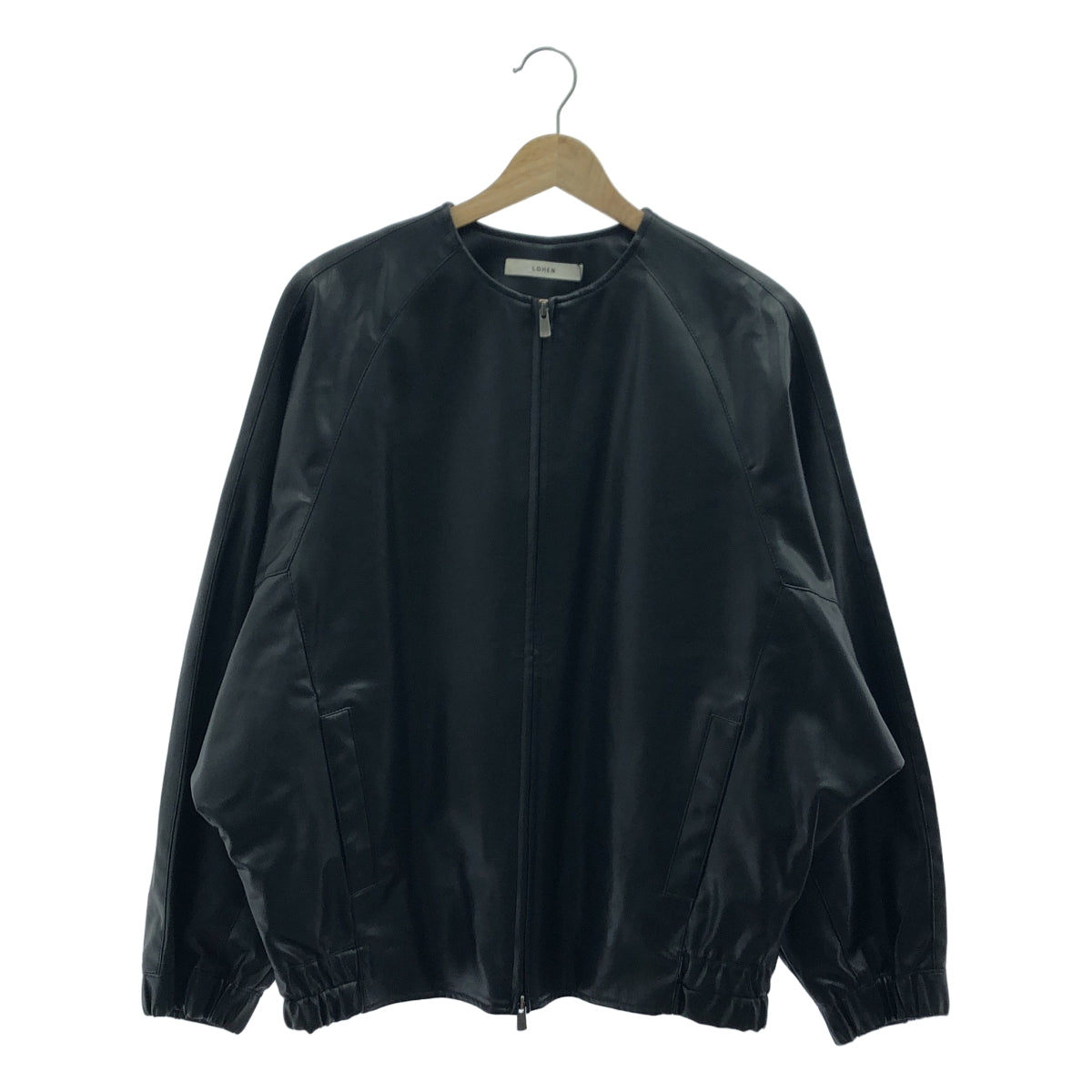 【新品】  LOHEN / ローヘン | ビックカラー 2way エコレザー ブルゾン | F | ブラック | レディース