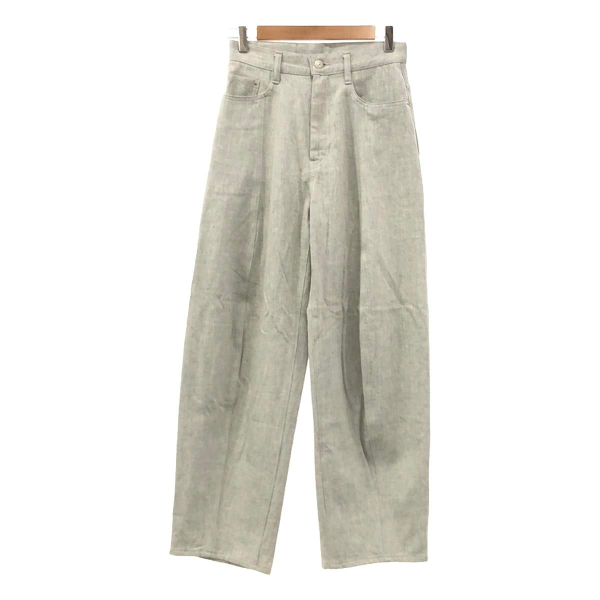 [狀況良好] soduk | 2024秋冬 |皮革貼片寬錐形褲 | S |靛藍 |女性的