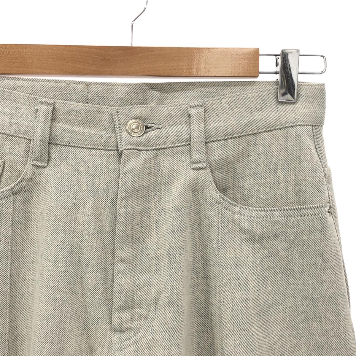 [狀況良好] soduk | 2024秋冬 |皮革貼片寬錐形褲 | S |靛藍 |女性的