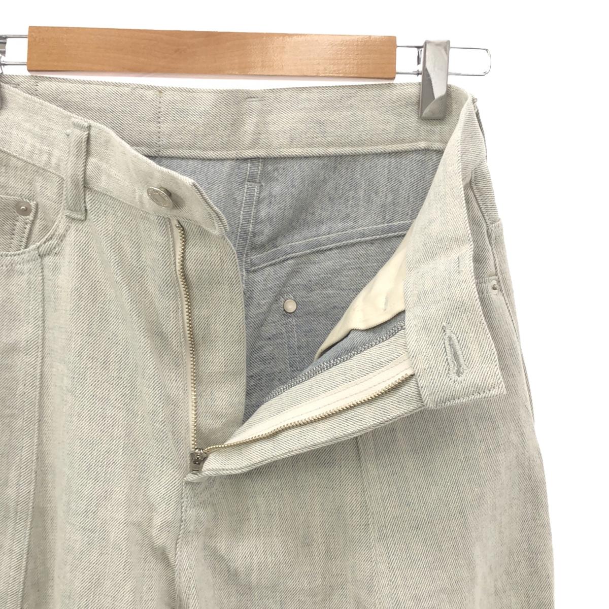 [狀況良好] soduk | 2024秋冬 |皮革貼片寬錐形褲 | S |靛藍 |女性的