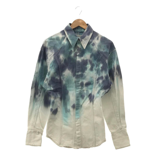 [New] KANAKO SAKAI | TIE DIE DENIM SHIRT | Size 36 | Blue/White | Women's