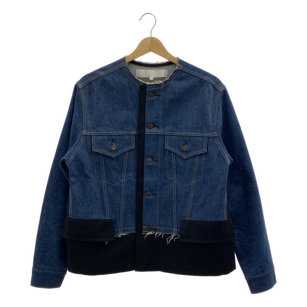 tao COMME des GARCONS / タオコムデギャルソン | 2024SS | 異素材切替 デニム ノーカラー ジャケット | M |