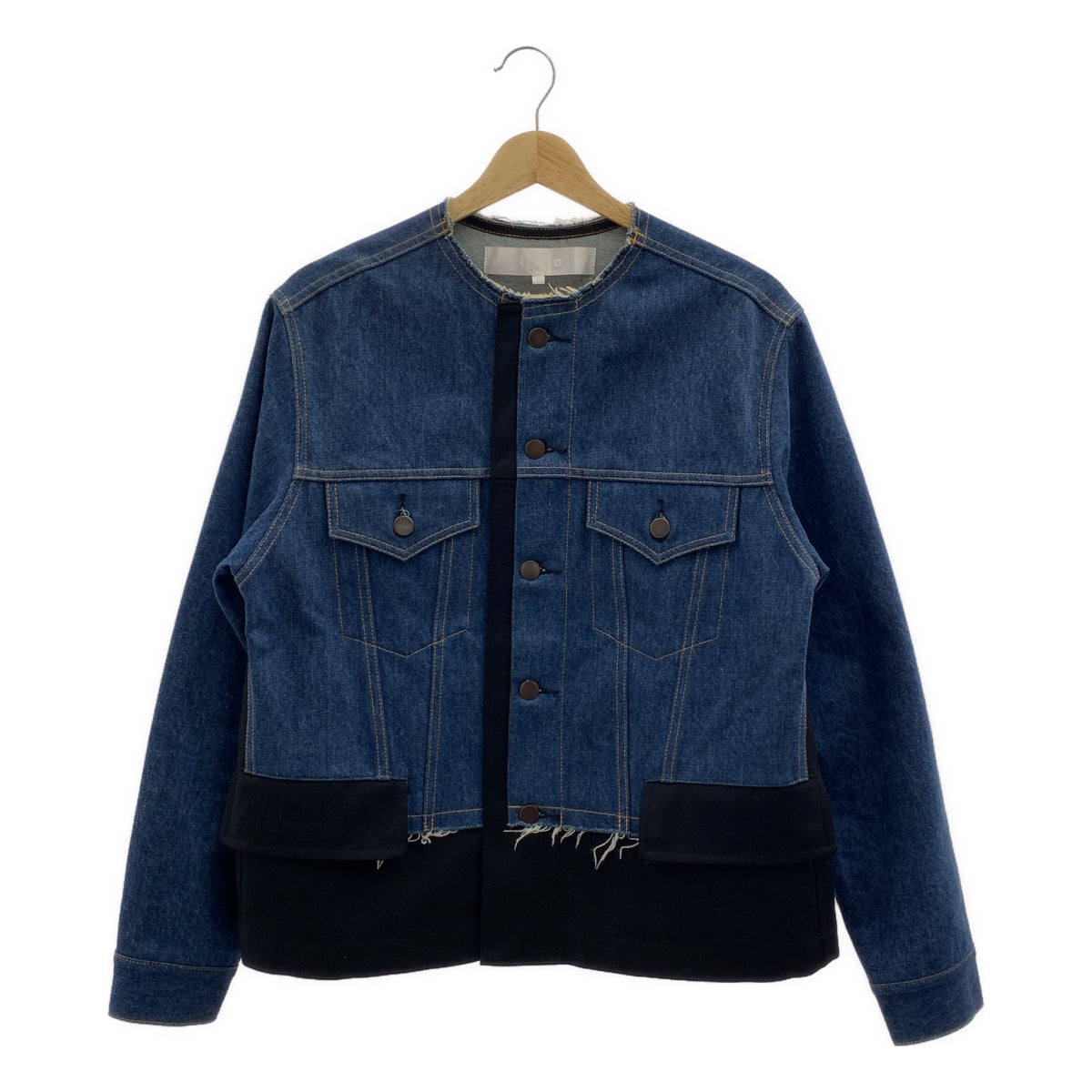 tao COMME des GARCONS / タオコムデギャルソン | 2024SS | 異素材切替 デニム ノーカラー ジャケット | M |