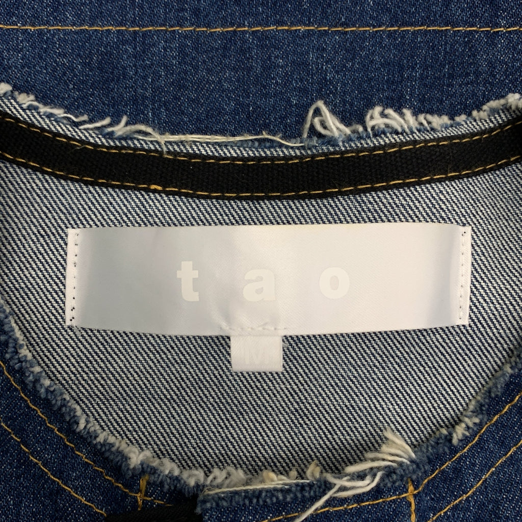 tao COMME des GARCONS / タオコムデギャルソン | 2024SS | 異素材切替 デニム ノーカラー ジャケット | M |