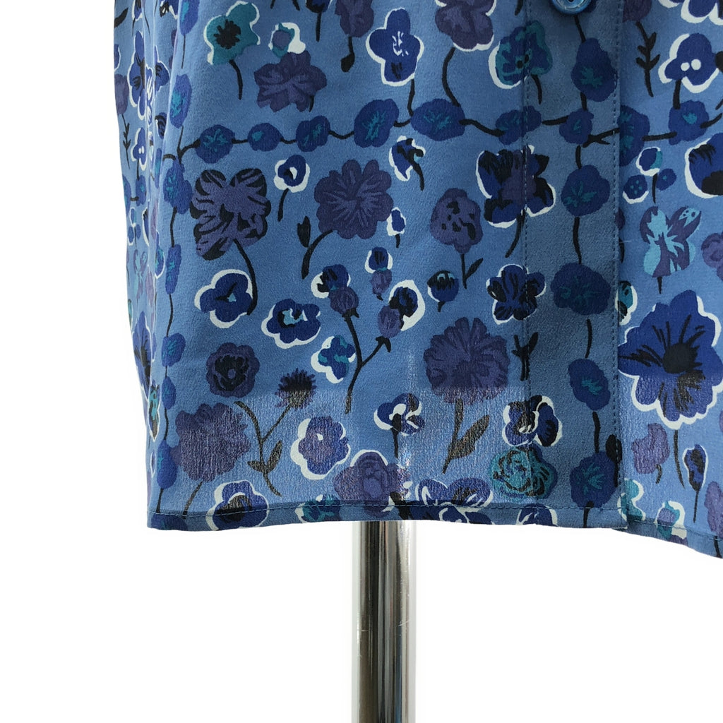 EQUIPMENT / 에킵몬 | silk 100% / 실크 총무늬 로고 버튼 롱 셔츠 블라우스 | XS |