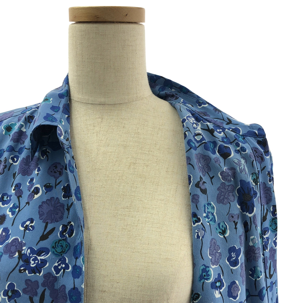 EQUIPMENT / 에킵몬 | silk 100% / 실크 총무늬 로고 버튼 롱 셔츠 블라우스 | XS |