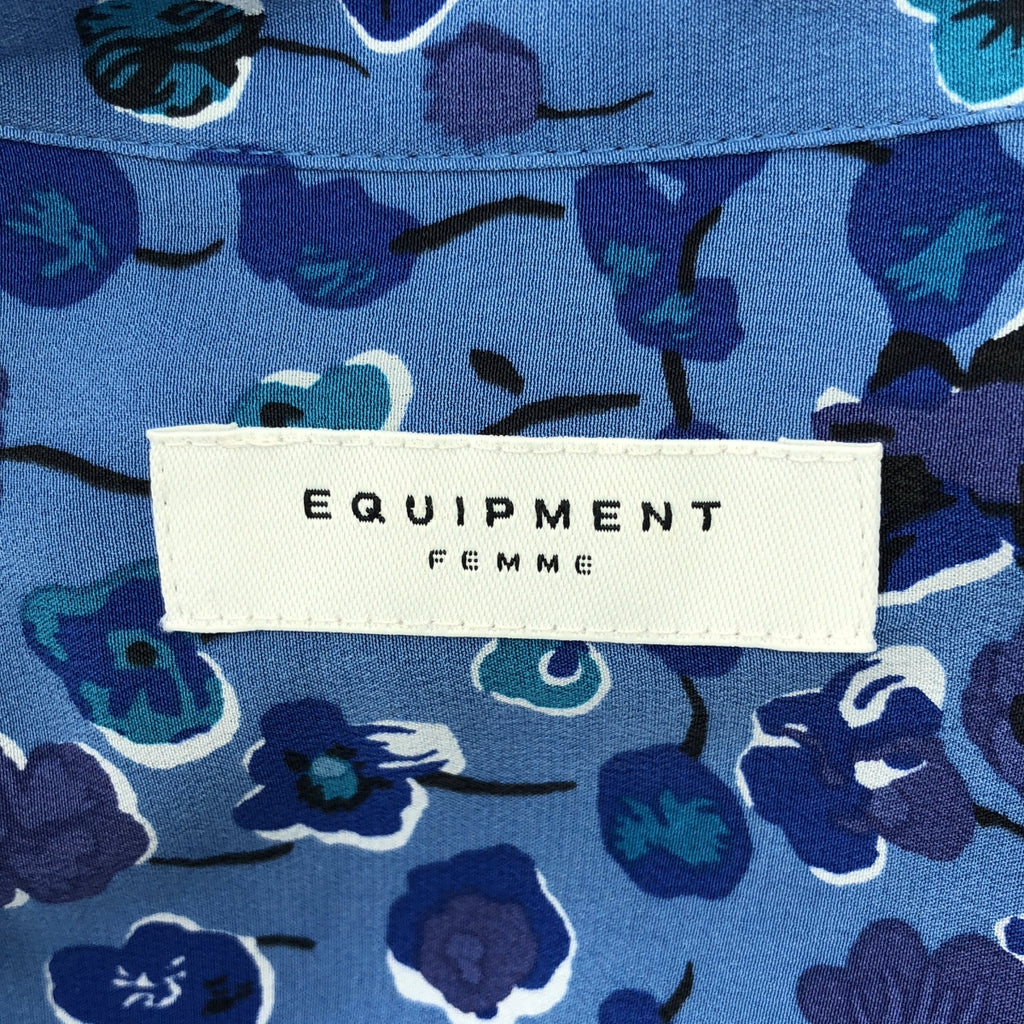 EQUIPMENT / 에킵몬 | silk 100% / 실크 총무늬 로고 버튼 롱 셔츠 블라우스 | XS |