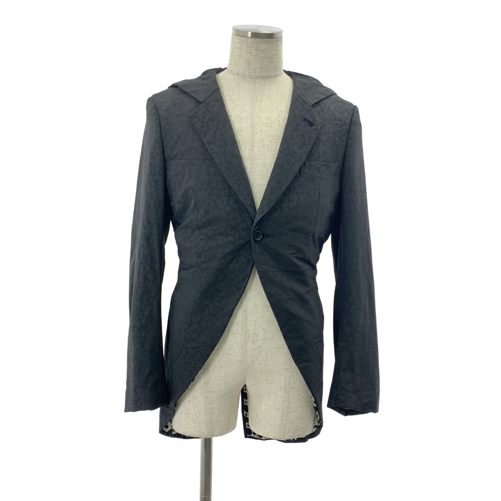 COMME des GARCONS HOMME PLUS / コムデギャルソンオムプリュス | 2009SS | ポリエステル 樹脂加工 変形 ドローストリング シングル ジャケット フーディ / 柄総裏地 | M | メンズ