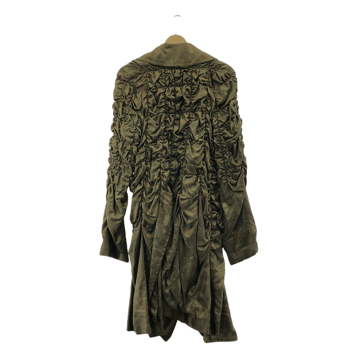【美品】  COMME des GARCONS HOMME PLUS / コムデギャルソンオムプリュス | 2019SS | 迷彩 ジャカード シャーリング ダブルブレスト コート | L | オリーブ | メンズ