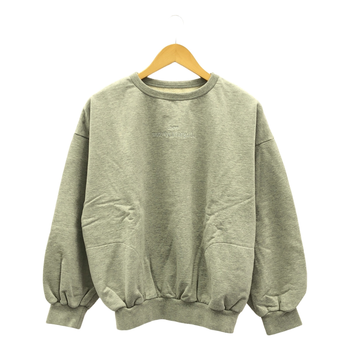 【신품】 Maison Margiela / 메종 마르제라 | 2021AW | 반전 로고 자수 크루넥 스웨트 | 44 | 회색 | 남성