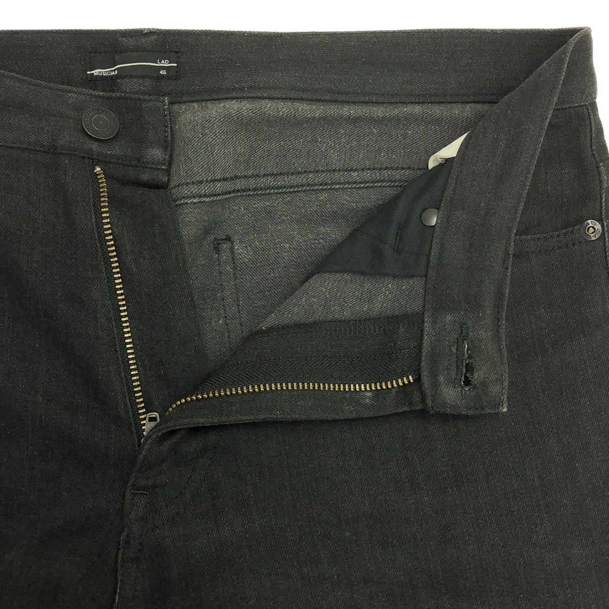 LAD MUSICIAN / ラッドミュージシャン | STRETCH DENIM COMBINATION コンビネーション ストレッチ ブラックデニム パンツ | 46 | ブラック / グレー | メンズ