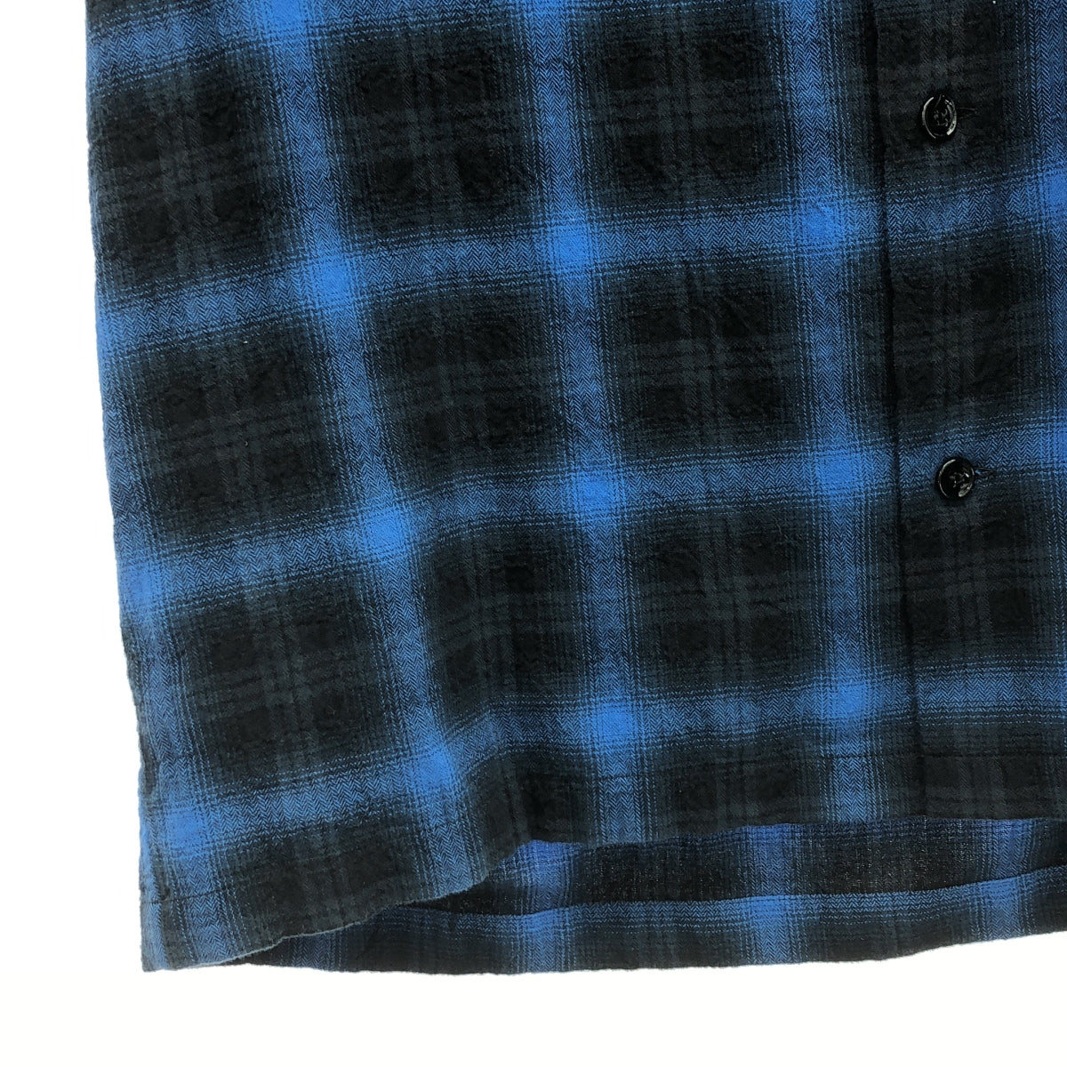 聖羅蘭巴黎 | 415167 / 漸層色格紋開領襯衫 | 37（14 1/2）|藍色/黑色 |男士