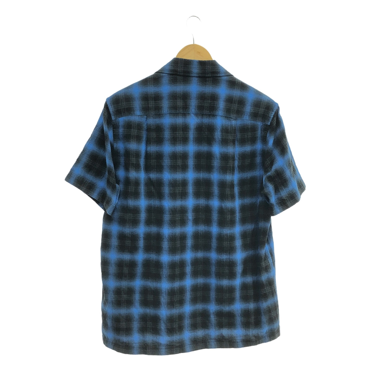 聖羅蘭巴黎 | 415167 / 漸層色格紋開領襯衫 | 37（14 1/2）|藍色/黑色 |男士