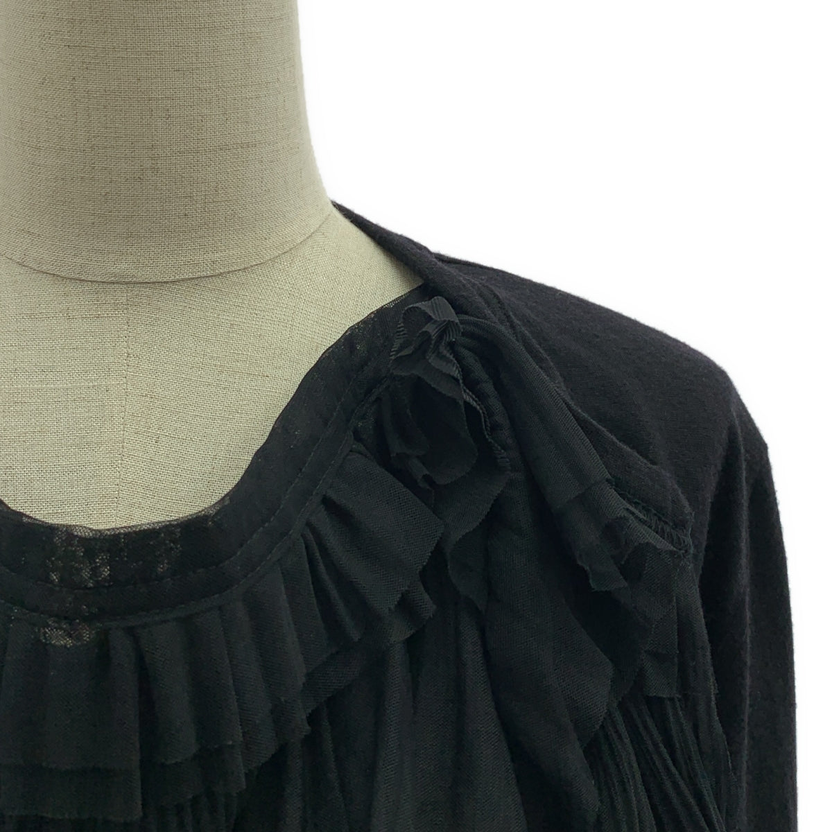 COMME des GARÇONS | 2021 秋冬系列 | 羊毛與薄紗層疊長袖上衣 | S 碼 |