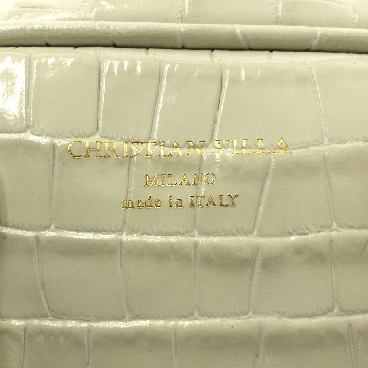 [狀況極佳] CHRISTIAN VILLA | 鱷魚壓紋迷你手提/肩背包 | 米色 | 女款