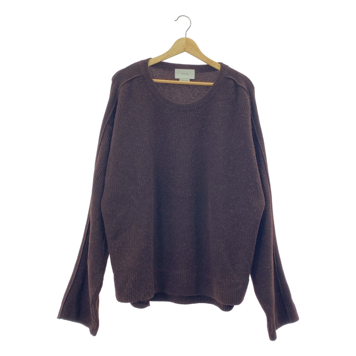 YOKE / 요크 | 7G ALPACA WOOL CARDIGAN RIB STITCH KNIT 알파카 울 크루 넥 니트 | M | 남성