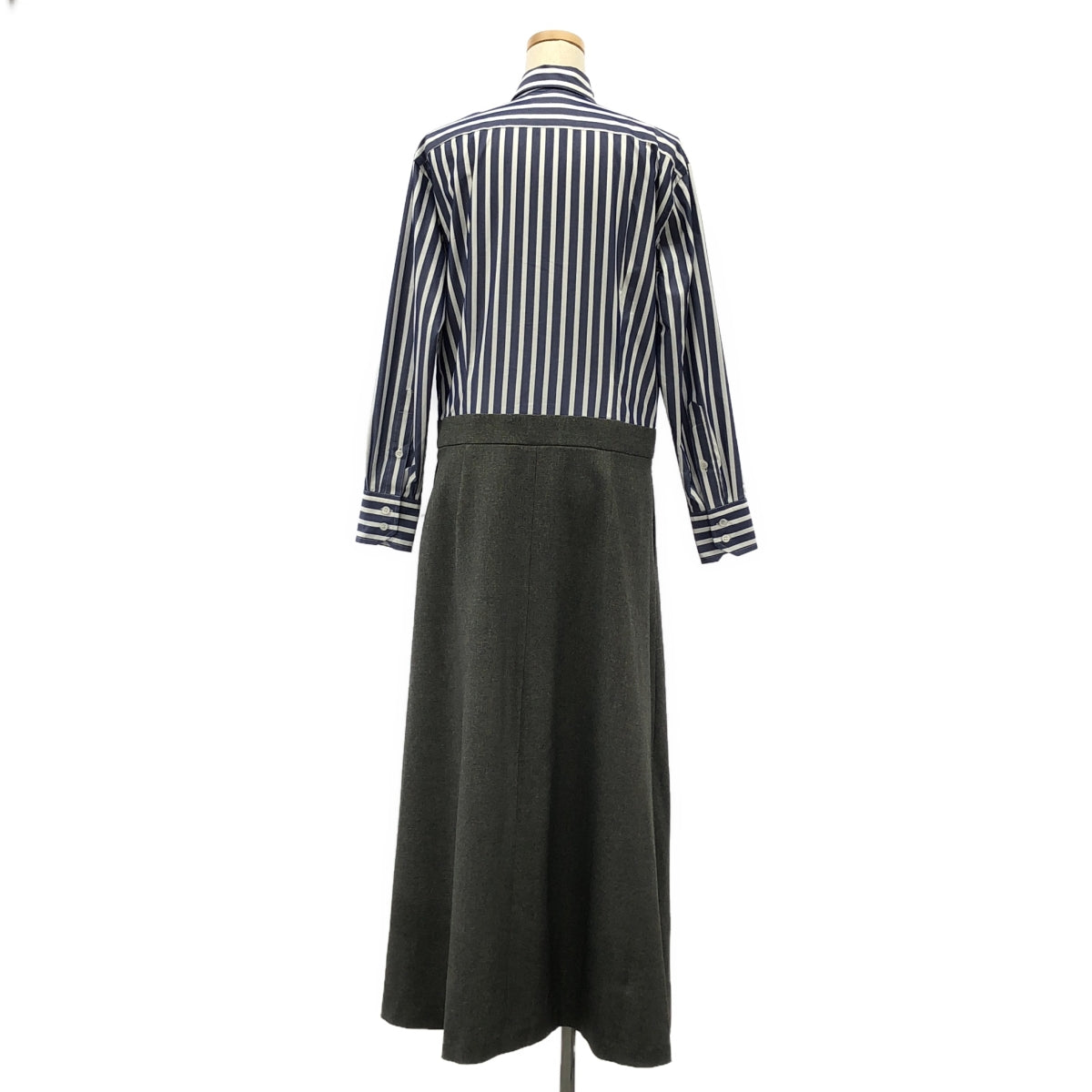 SINME | 對接條紋襯衫裙 | M碼 | 藍/白/灰 | 女款