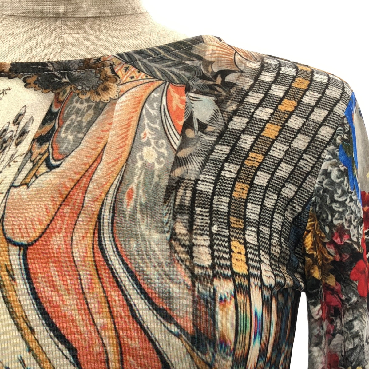 [品相良好] MARINE SERRE / 海洋塞爾 |多色流體連身裙背面褶皺連身裙 | 38 |多色 |女性的