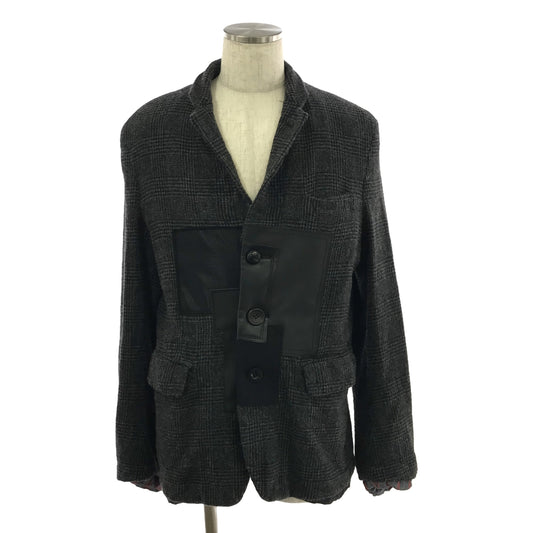 [Good Condition] JUNYAWATANABE COMME des GARCONS MAN / Junya Watanabe Man | 2023AW | Wool shrunken mixed material switching elbow patch single-breasted jacket / fully lined | M | Gray/Black | Men's