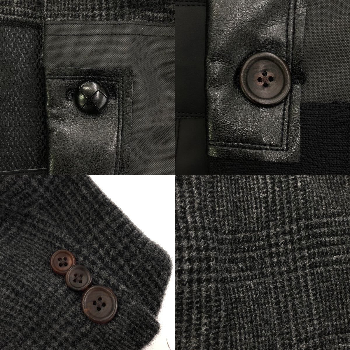 [品相良好] JUNYAWATANABE COMME des GARCONS MAN / Junya Watanabe Man | 2023秋冬 |羊毛縮水混合材質切換肘部補丁單排扣夾克 / 全襯裡 | M |灰色/黑色 |男士