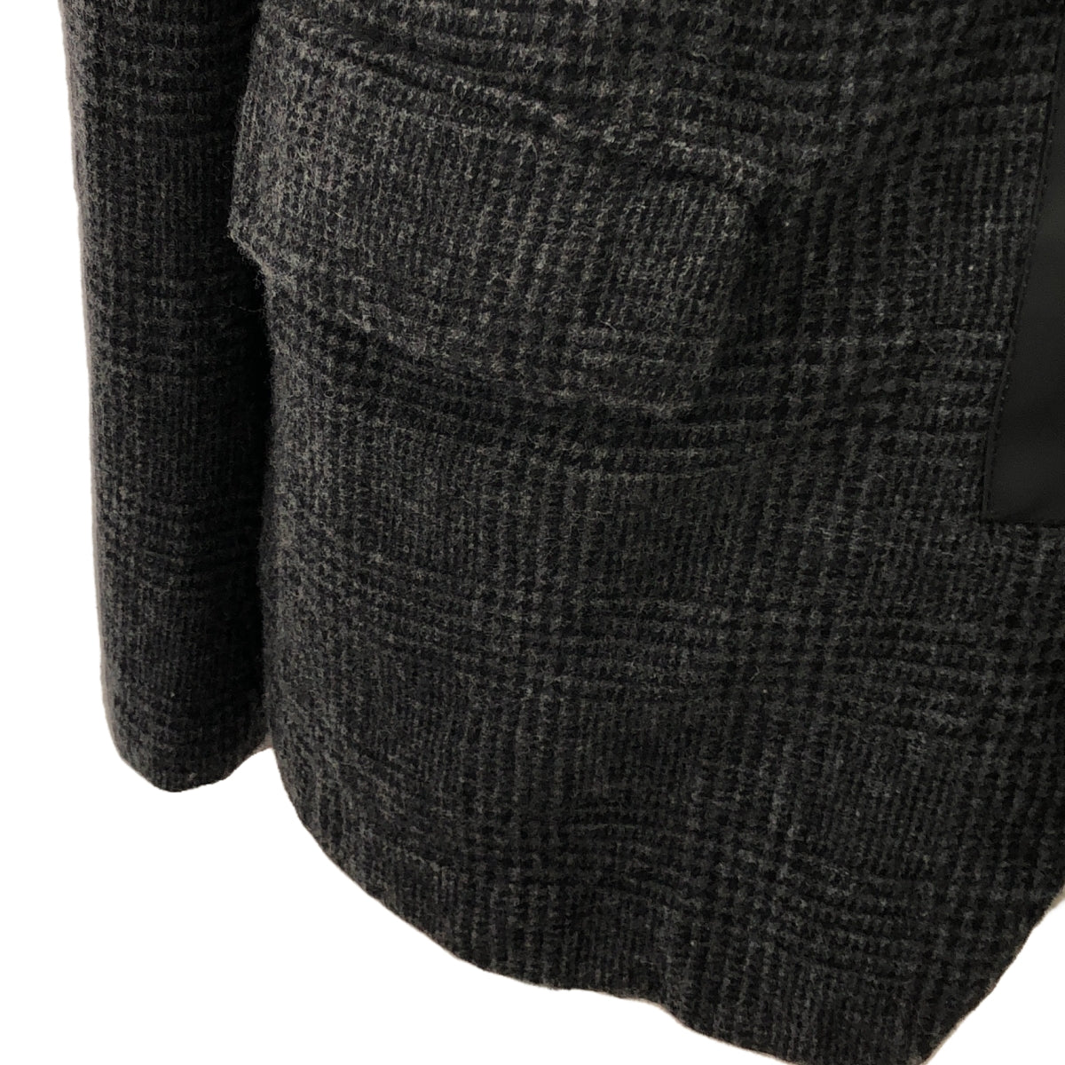 [品相良好] JUNYAWATANABE COMME des GARCONS MAN / Junya Watanabe Man | 2023秋冬 |羊毛縮水混合材質切換肘部補丁單排扣夾克 / 全襯裡 | M |灰色/黑色 |男士