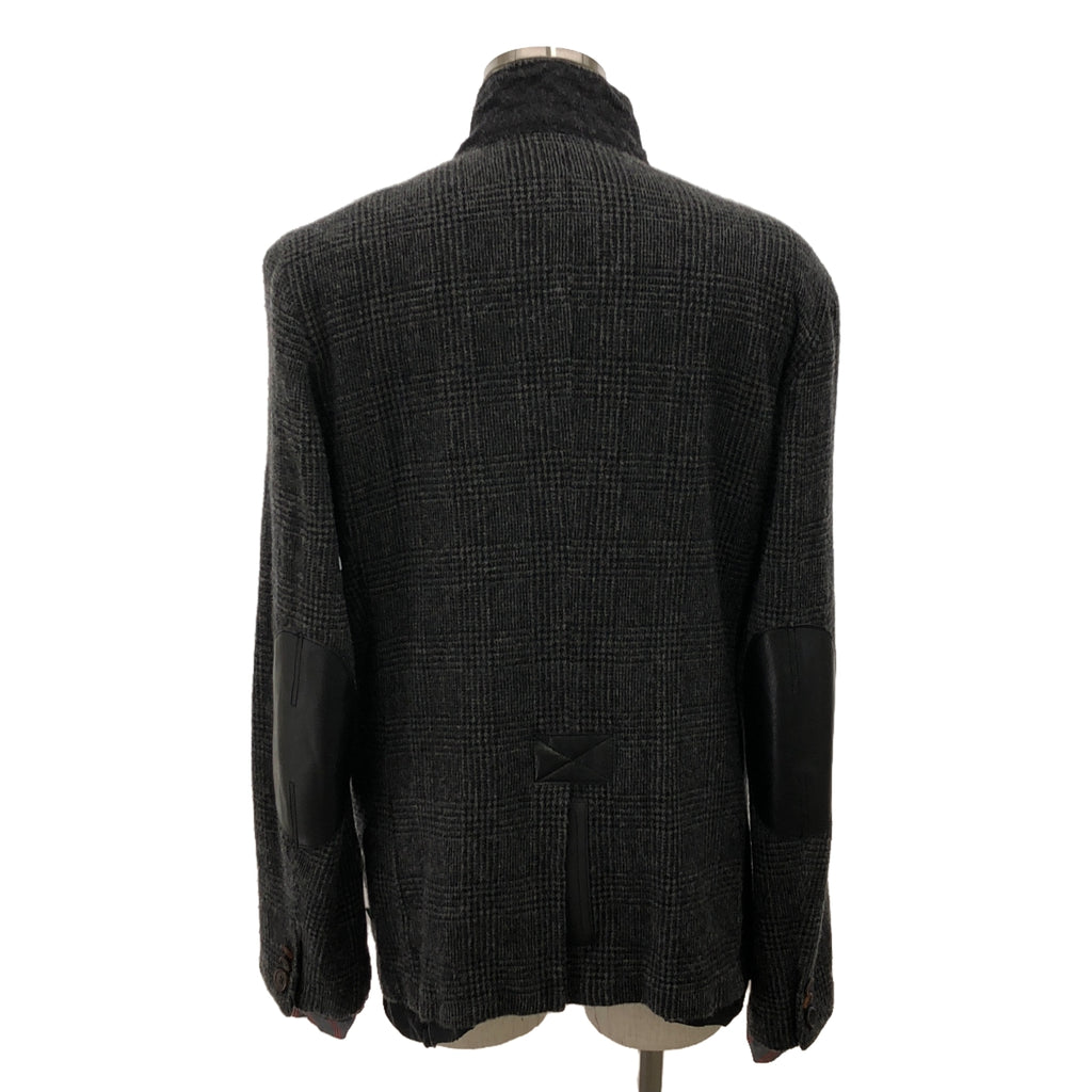 [品相良好] JUNYAWATANABE COMME des GARCONS MAN / Junya Watanabe Man | 2023秋冬 |羊毛縮水混合材質切換肘部補丁單排扣夾克 / 全襯裡 | M |灰色/黑色 |男士