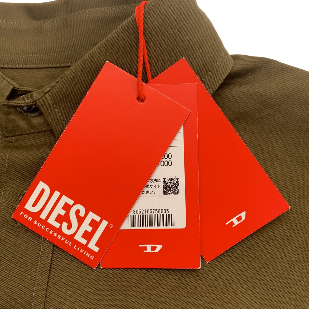 【美品】  DIESEL / ディーゼル | コットン ロゴ 刺しゅう オーバーサイズシャツ | 46 | カーキ | メンズ