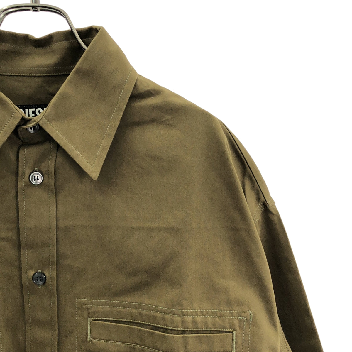 【美品】  DIESEL / ディーゼル | コットン ロゴ 刺しゅう オーバーサイズシャツ | 46 | カーキ | メンズ