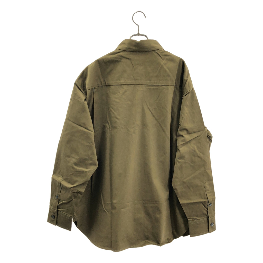 【美品】  DIESEL / ディーゼル | コットン ロゴ 刺しゅう オーバーサイズシャツ | 46 | カーキ | メンズ