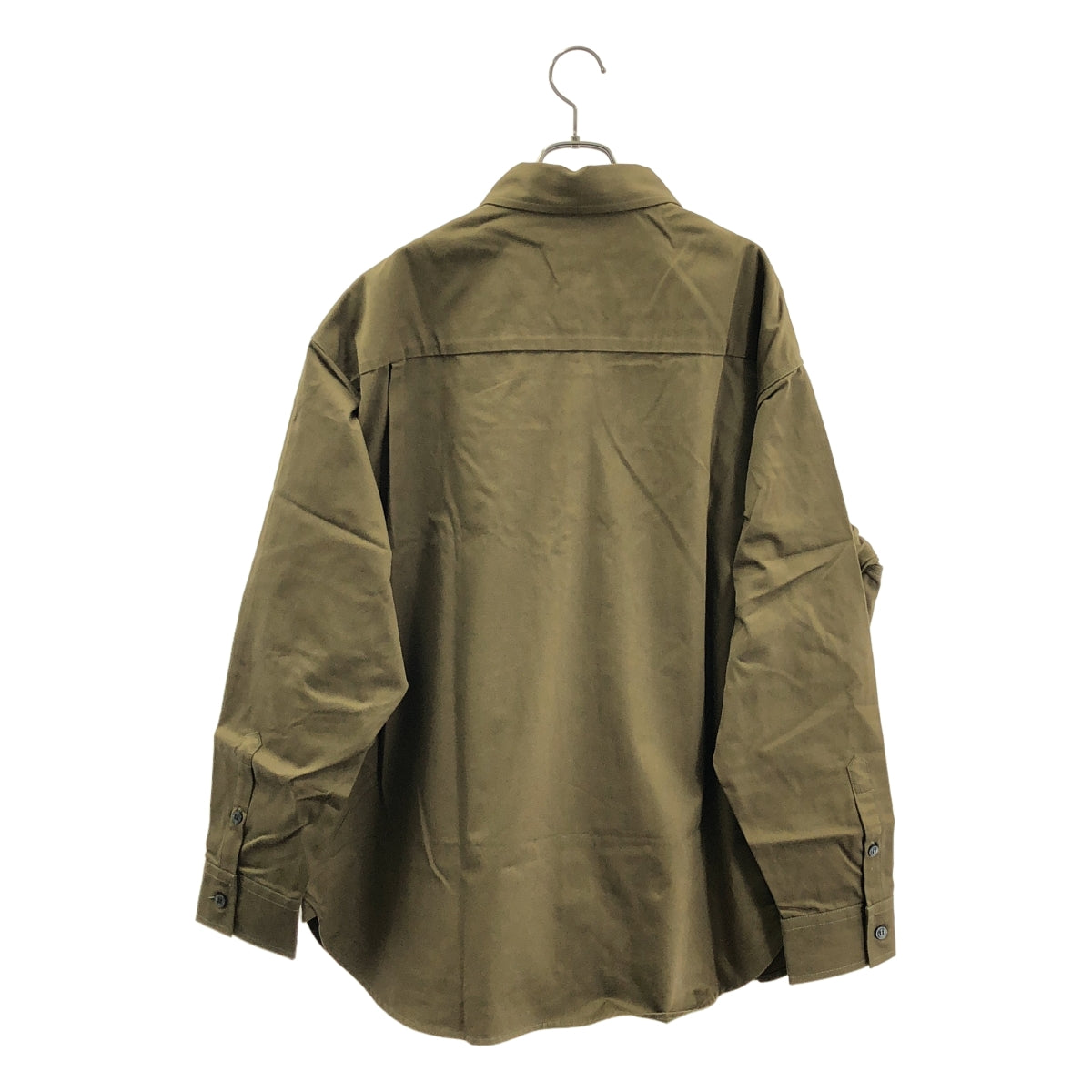 【美品】  DIESEL / ディーゼル | コットン ロゴ 刺しゅう オーバーサイズシャツ | 46 | カーキ | メンズ