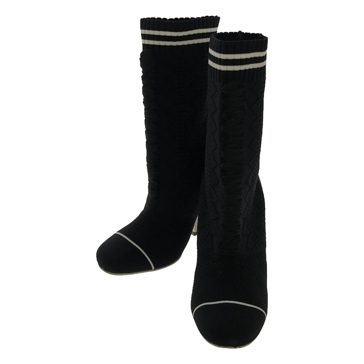 【미품】 FENDI / 펜디 | 로코코 힐 양말 부츠 | 35 | 블랙 | 여성