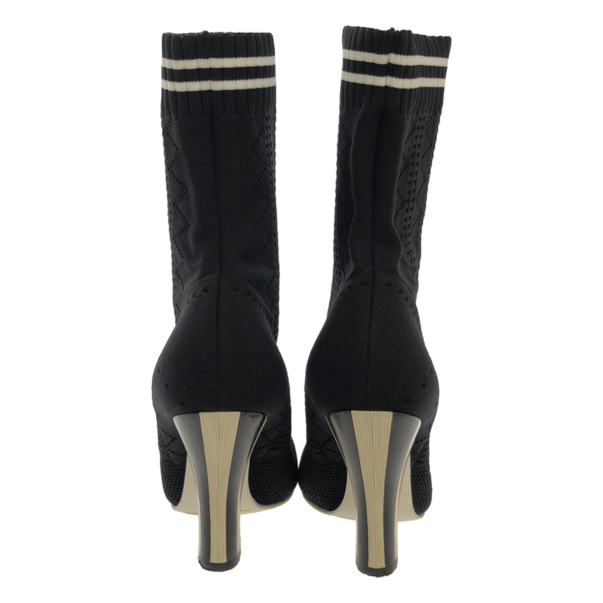 [Good Condition] FENDI | Rococo Heel Sock Boots | Size 35 | Black | Women's