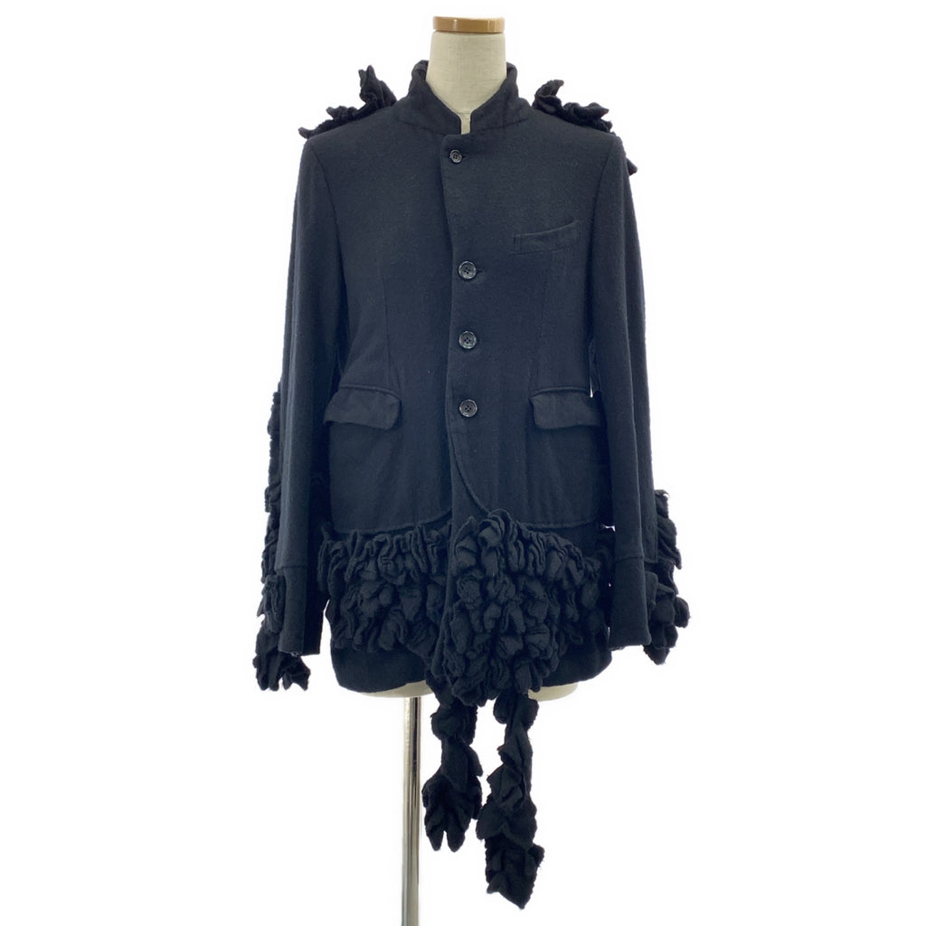 COMME des GARCONS / 콤데 갤슨 | 2000AW | 울 축융 변형 프릴 장식 싱글 브레스트 재킷 | S | 여성