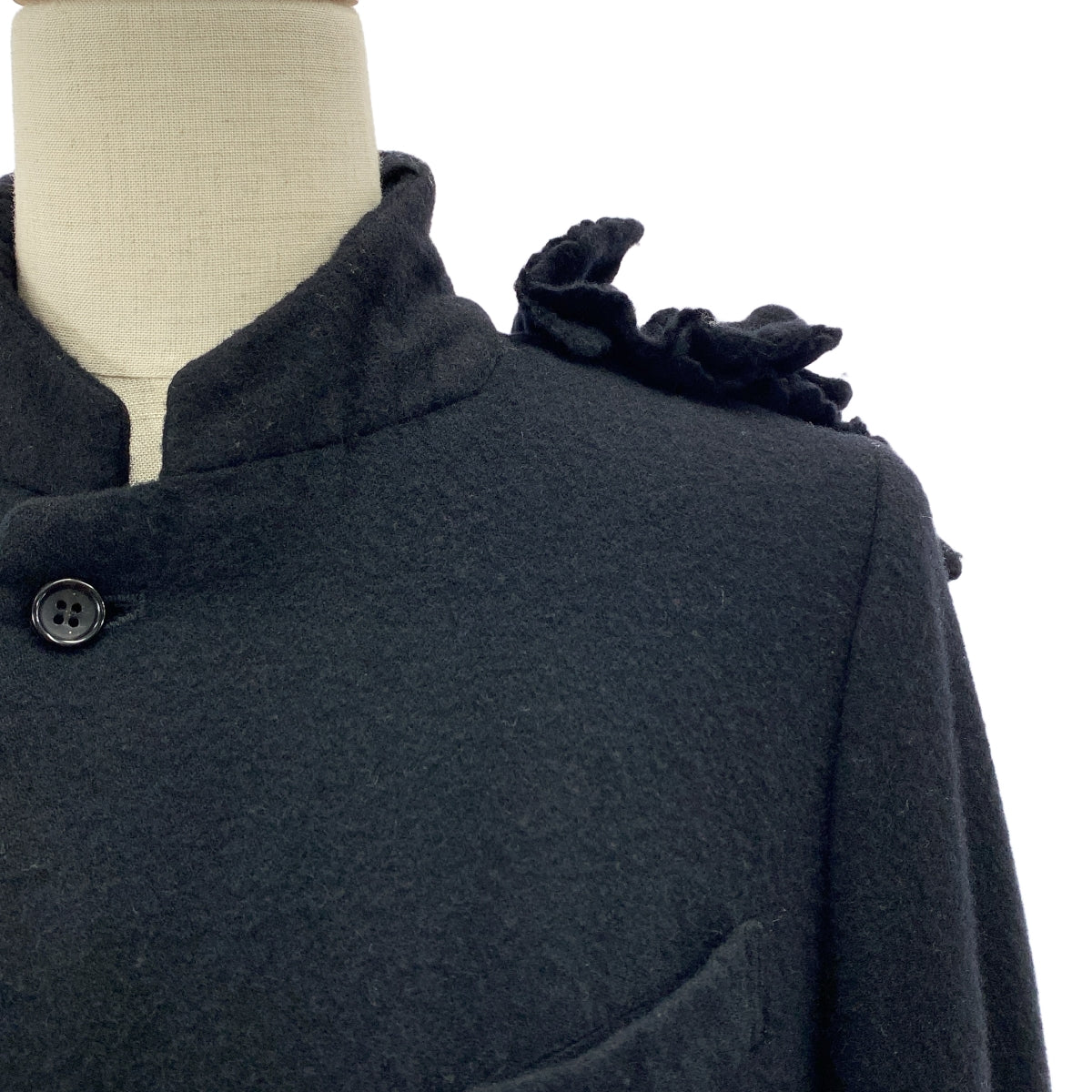 COMME des GARCONS / 콤데 갤슨 | 2000AW | 울 축융 변형 프릴 장식 싱글 브레스트 재킷 | S | 여성