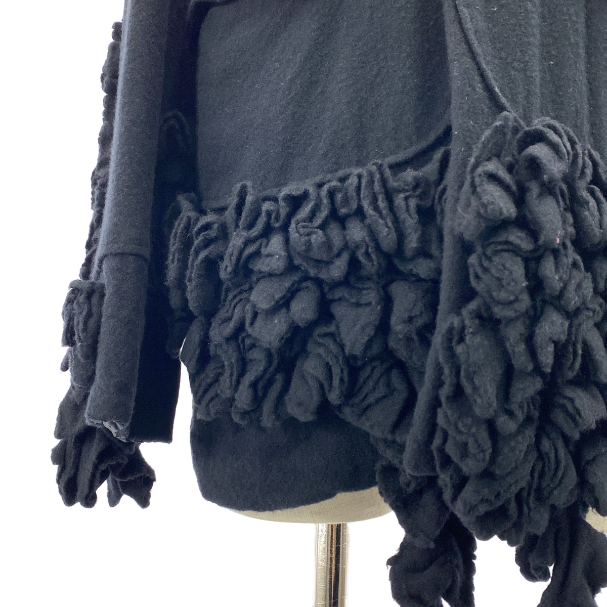 COMME des GARÇONS | 2000AW | 羊毛縮水、不規則剪裁、荷葉邊裝飾單排扣外套 | S 碼 | 女款