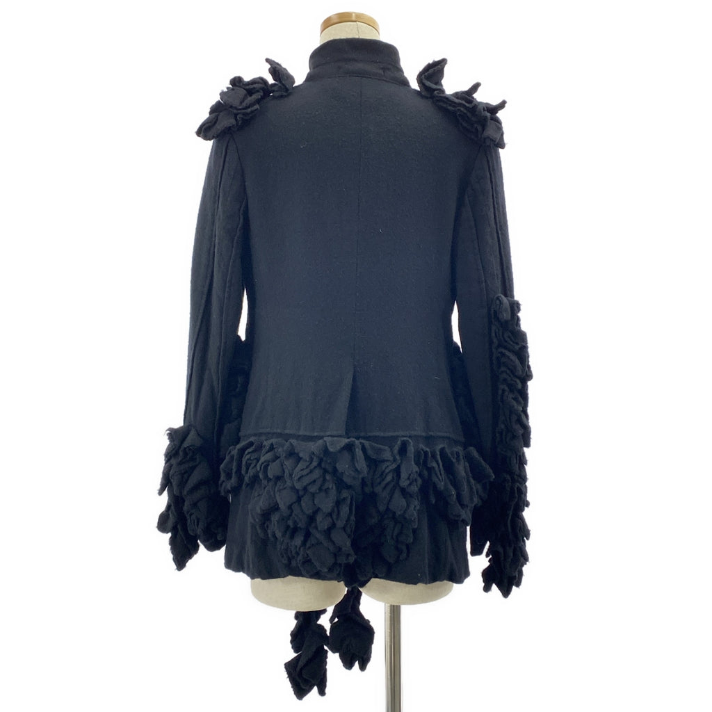 COMME des GARCONS / 콤데 갤슨 | 2000AW | 울 축융 변형 프릴 장식 싱글 브레스트 재킷 | S | 여성