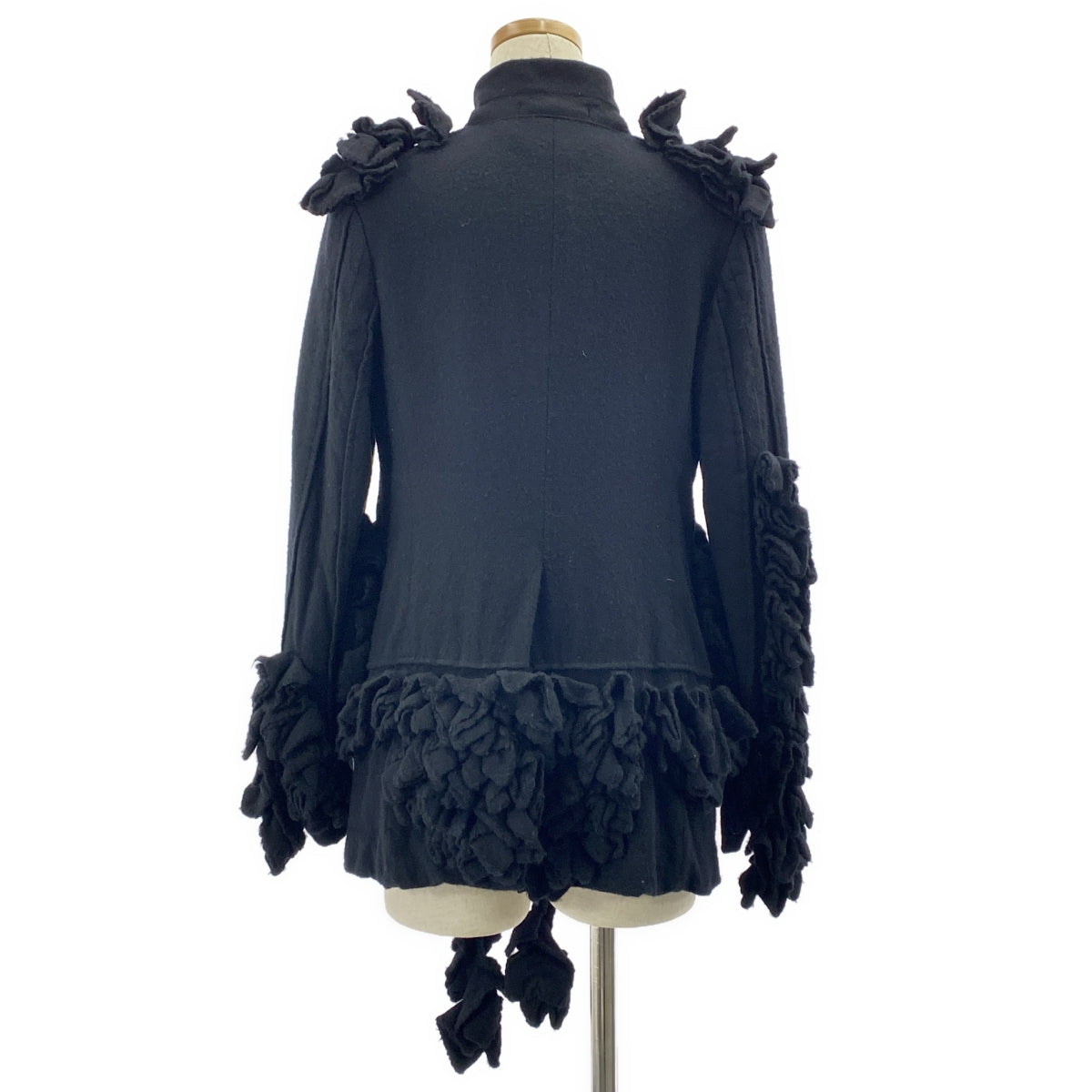 COMME des GARCONS / 콤데 갤슨 | 2000AW | 울 축융 변형 프릴 장식 싱글 브레스트 재킷 | S | 여성